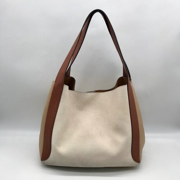 Coach Ivory & Brown Pebbled Leather Hadley Hobo Bag 76088 - Picture 2 of 11